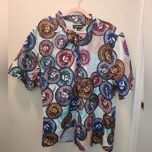 Medusa Coin Print Men's Casual Shirt
